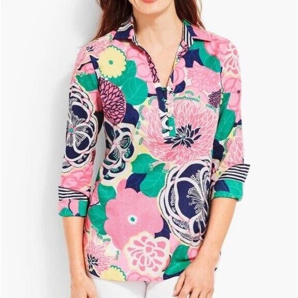 Talbots Floral Popover Textured Lightweight Top Pink Women's Plus Size 2X H14153 - Picture 12 of 12